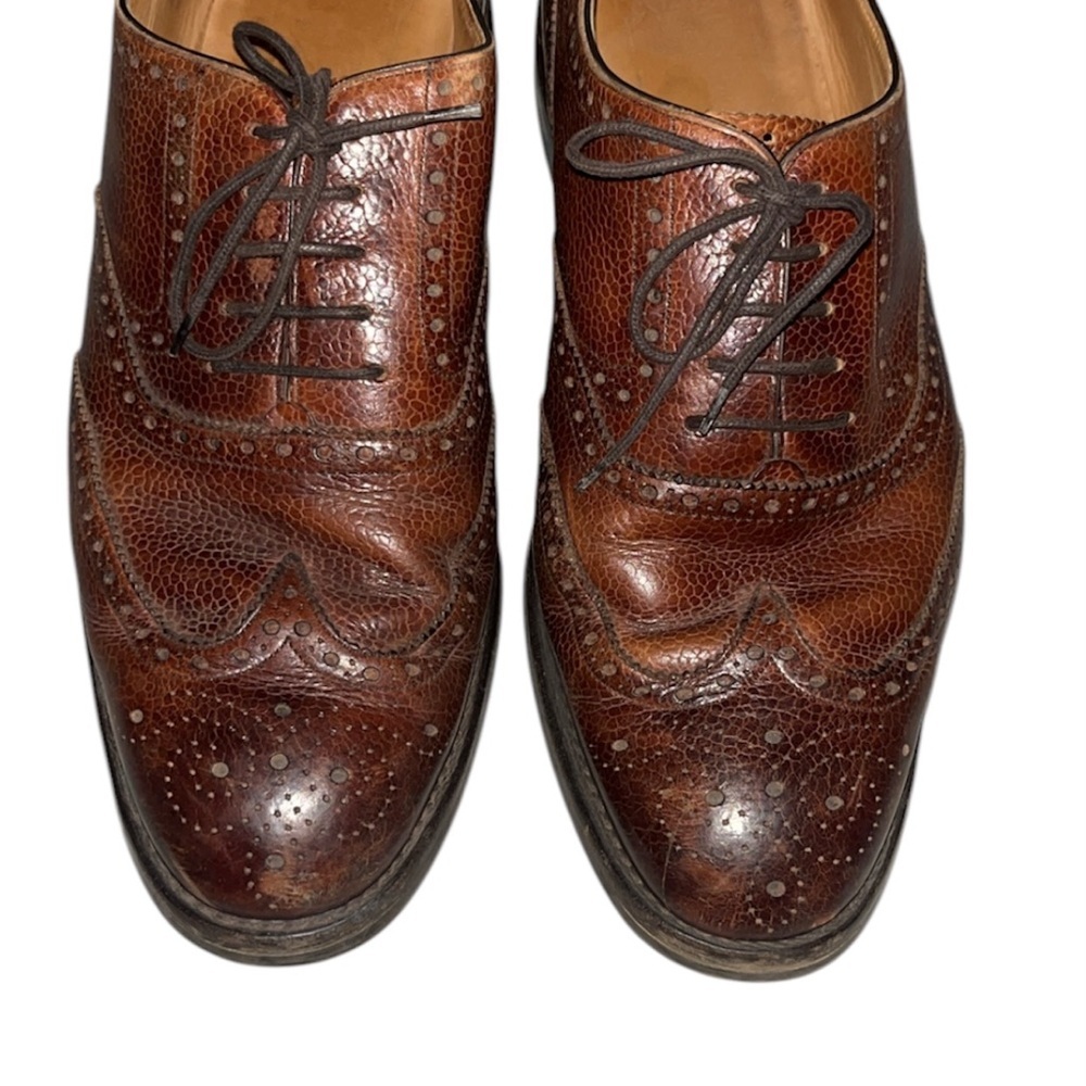 VintageFoster & Son Luxury Brown Leather Wingtip Oxford with Dainite Sole Size 7